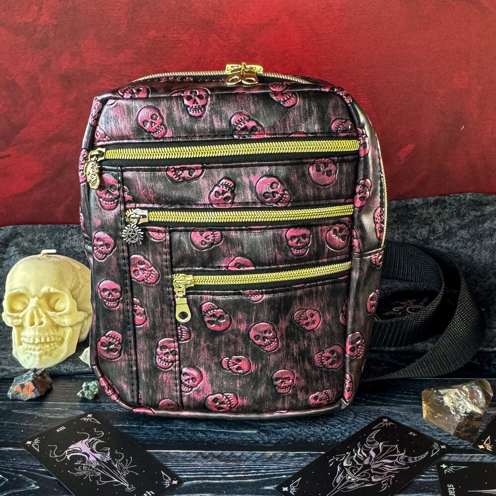 Red Skull Bag, Red Crossbody, Faux Leather Bag, Adjustable Bag, Zipper Bag…